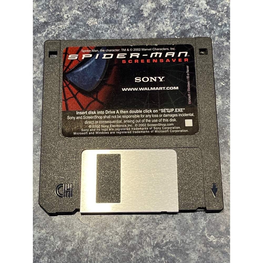 Sony Spider-Man Screensaver 2002 Floppy Disk 3.5 Marvel Walmart Promo Vintage PC